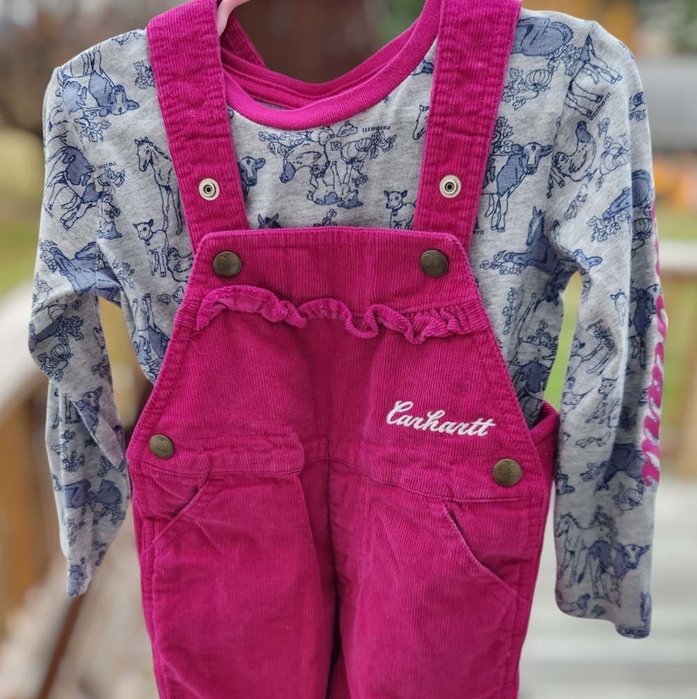 Carhartt Pink 2T Kids Corduroy Overalls